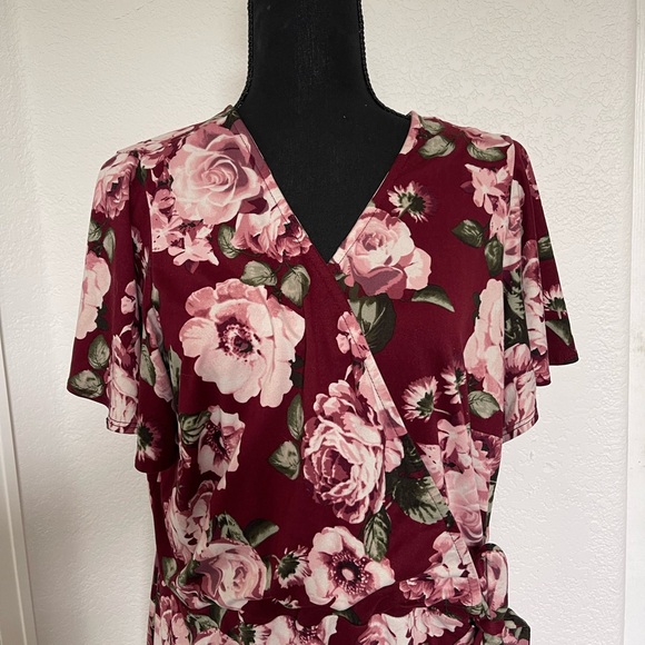 Burgundy HiLo Wrap Dress - Picture 2 of 4